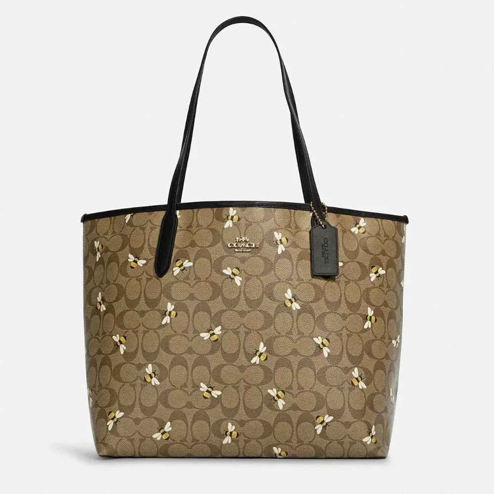 🐝 🥰 Coach City Tote In Signature Canvas With Bee Print